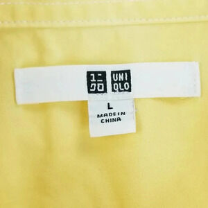 Uniqlo Large Men's Button Down Yellow Long Sleeve Pocket Cotton Shirt